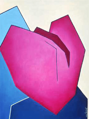 A painting of a pink anthurium