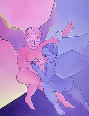 Two women in a painting